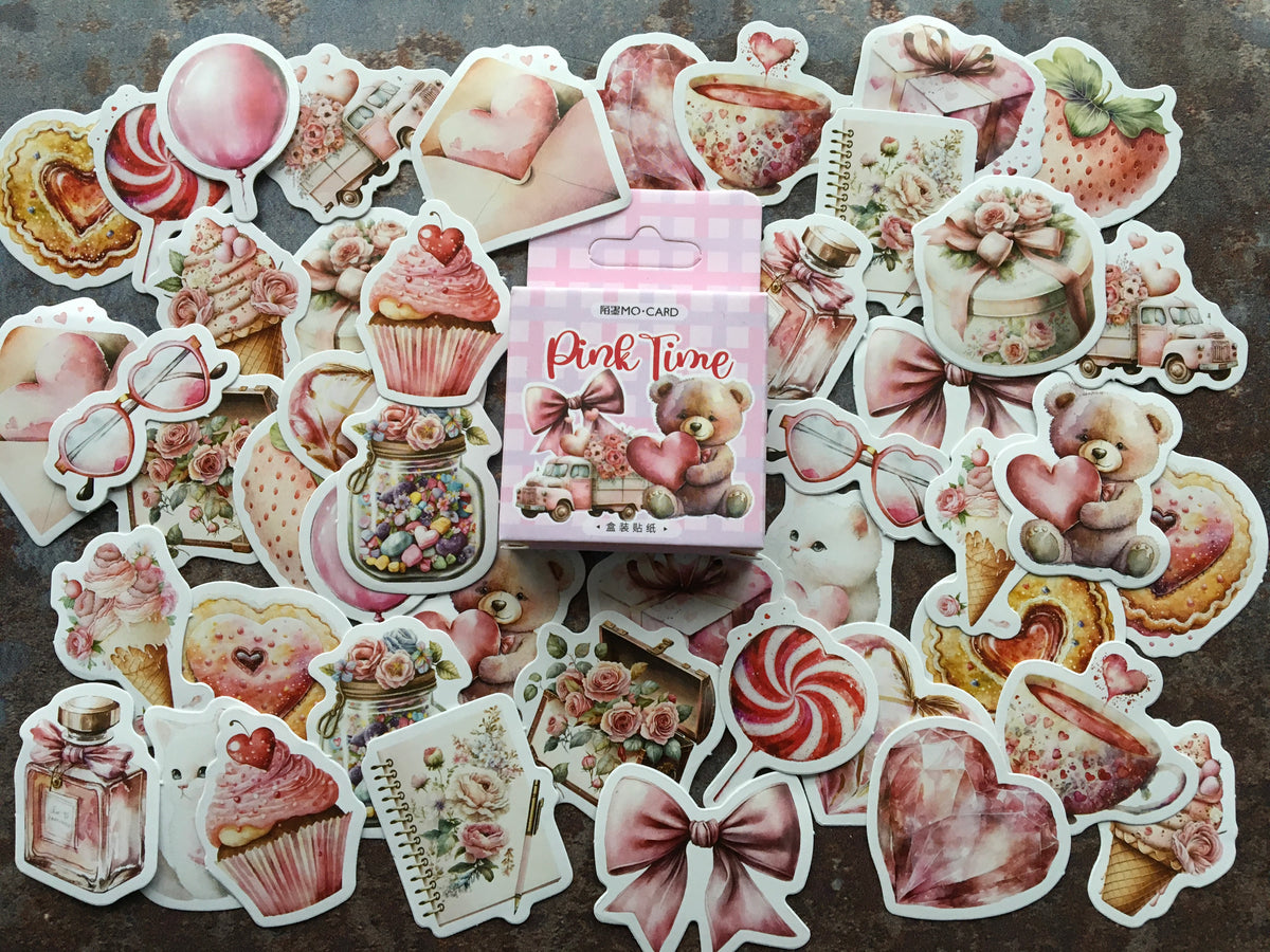 Pink time sticker mix for journaling, scrapbooking and paper crafts ...