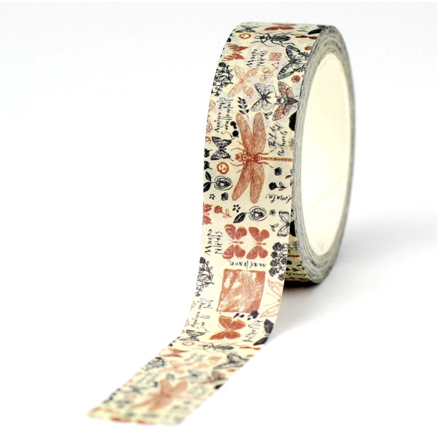 'Dragonfly & Butterflies' retro style washi tape