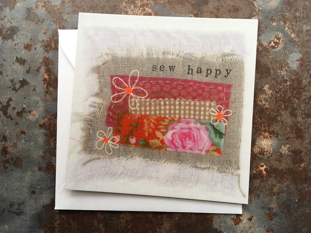 'Sew happy' Embroidery Art Postcard / Print