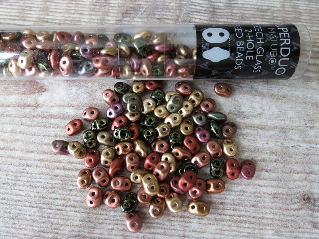 Vintage Copper Mix Super Duo beads by Matubo