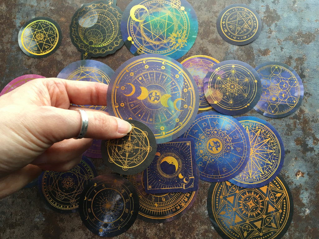 'Mysterious Cosmos' gold foil PET sticker set