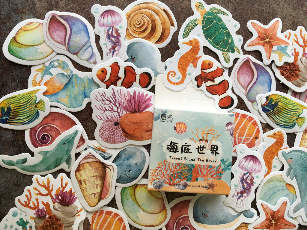 'Colourful Sea Life' sticker box