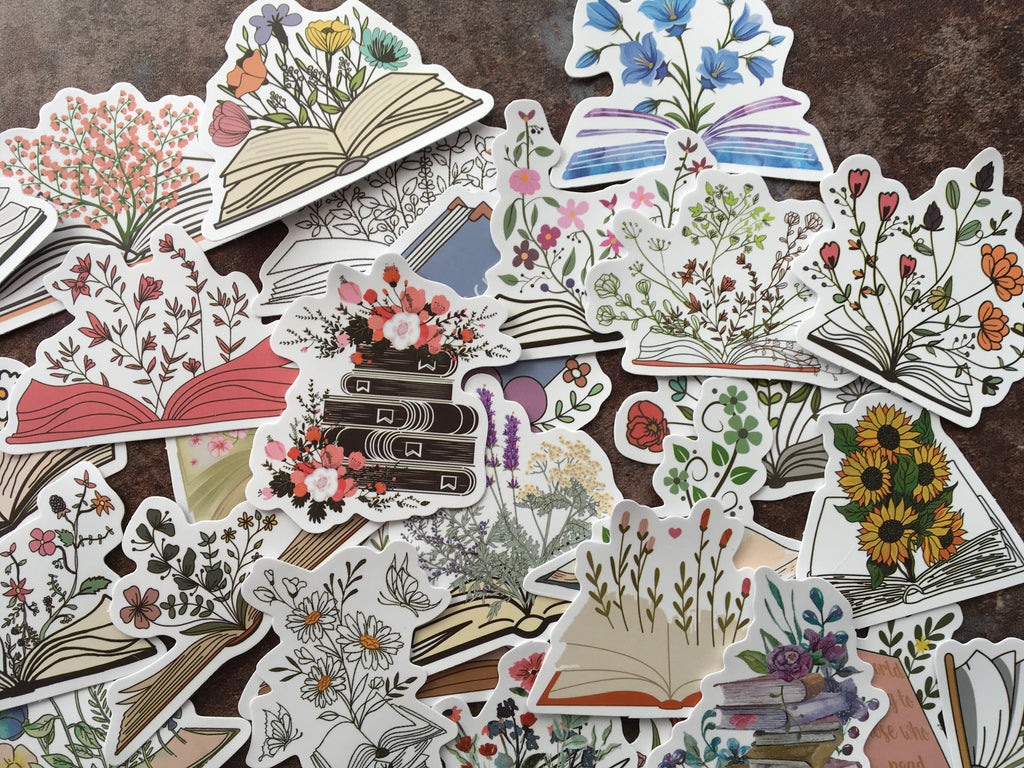 Floral book stickers (vinyl), series 1