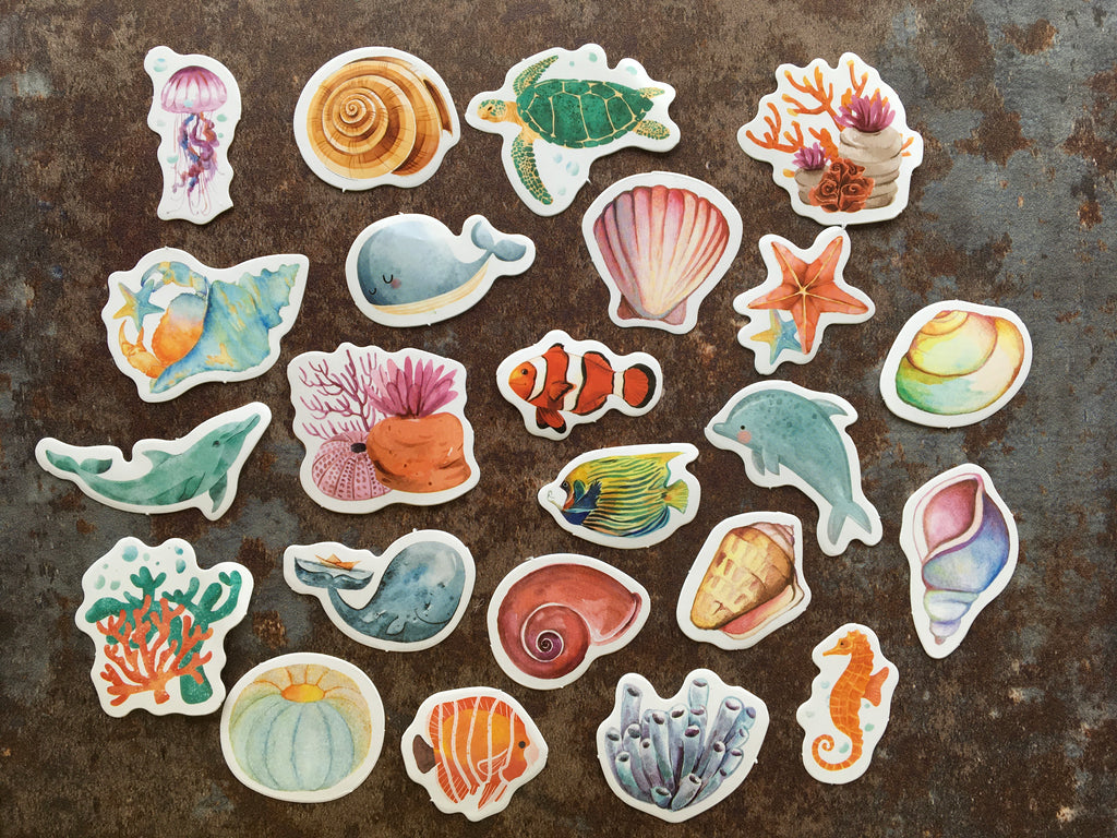 'Colourful Sea Life' sticker box