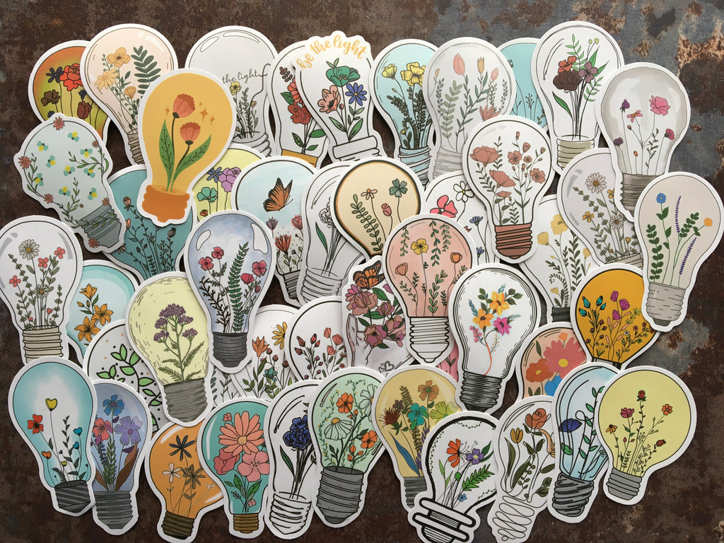 Floral lightbulb stickers (vinyl)