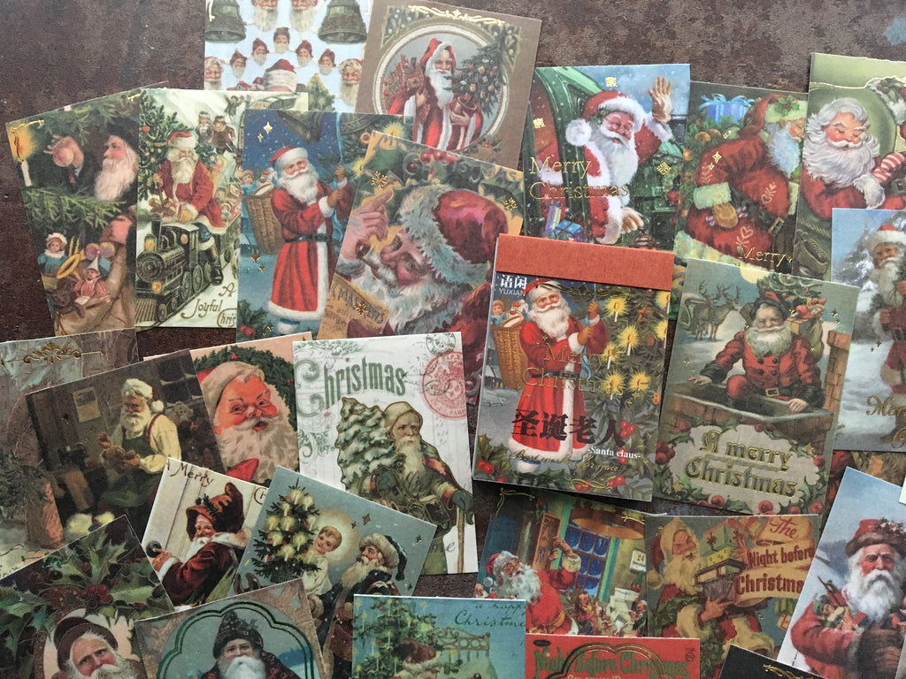 'Vintage Santa' sticker booklet with gold foil detail (30pcs)