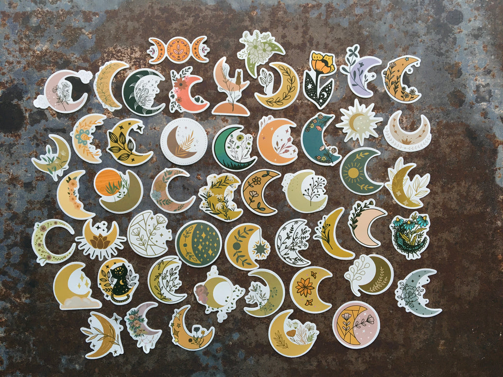 Floral half moon stickers (vinyl)