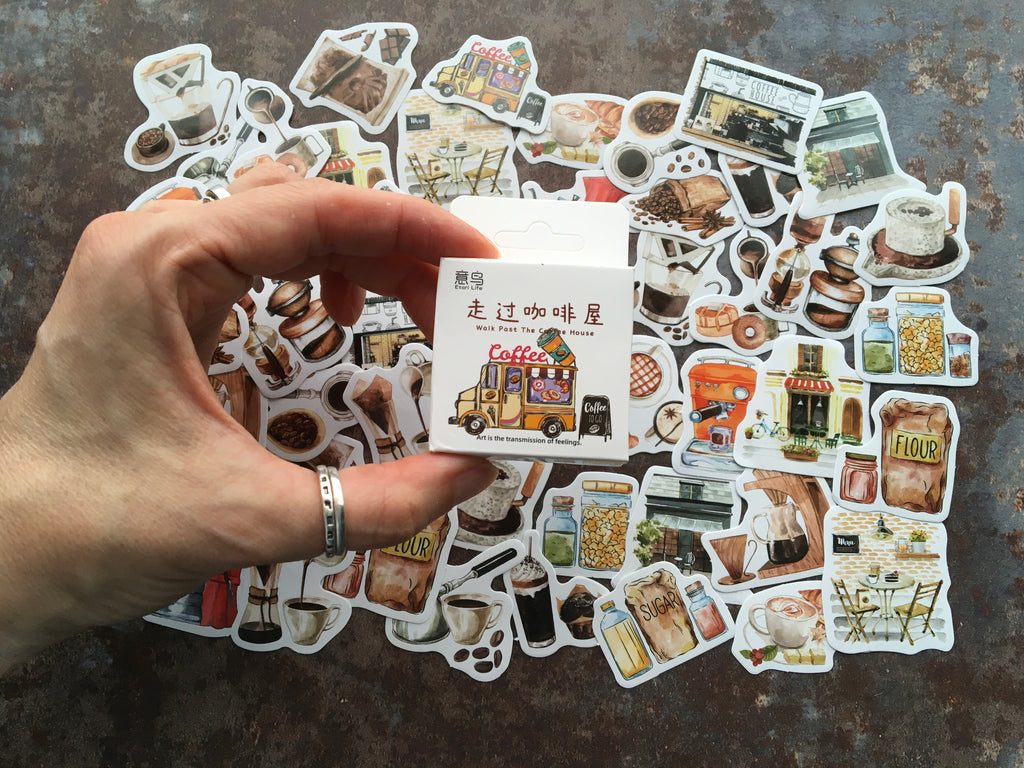 'Coffee Shop' themed sticker box