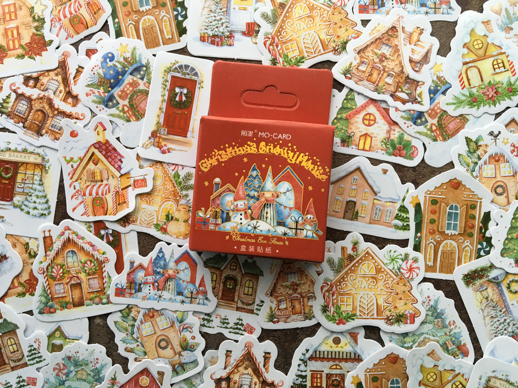 'Christmas Ginger Bread Houses' sticker box
