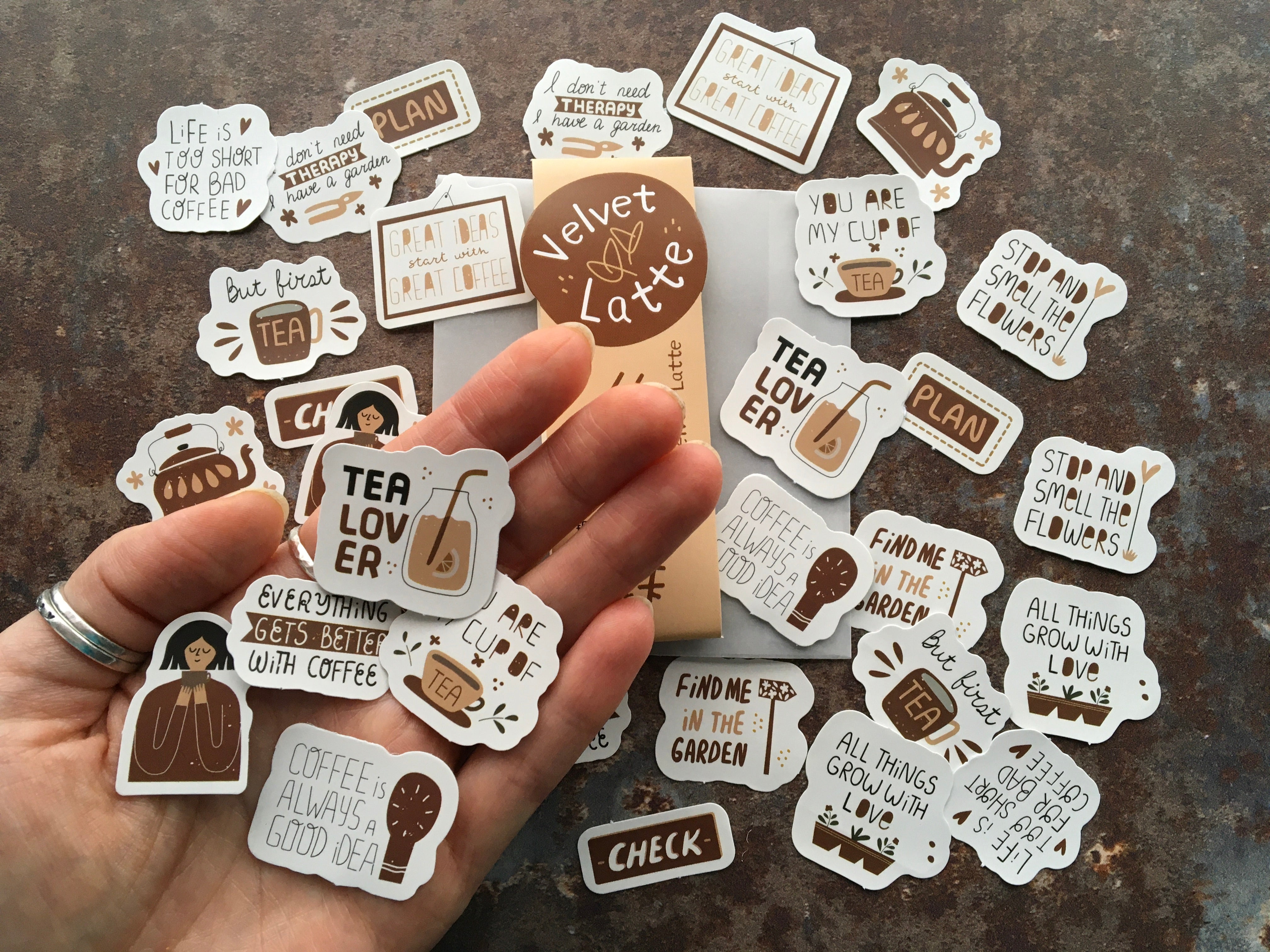 Modern tea & coffee stickers for journaling or scrapbooking ...