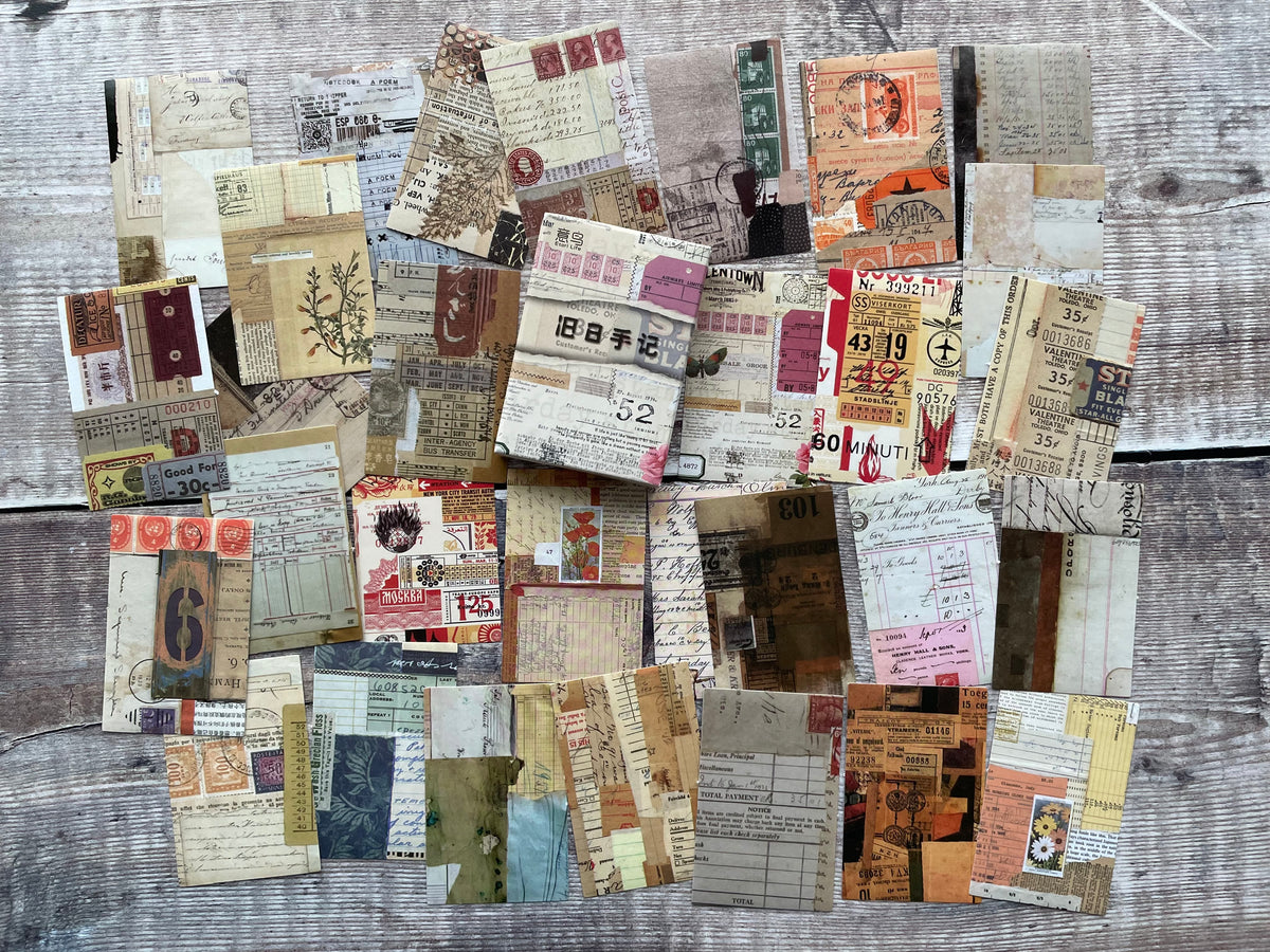 Collage style vintage invoices stickers for journaling or scrapbooking ...