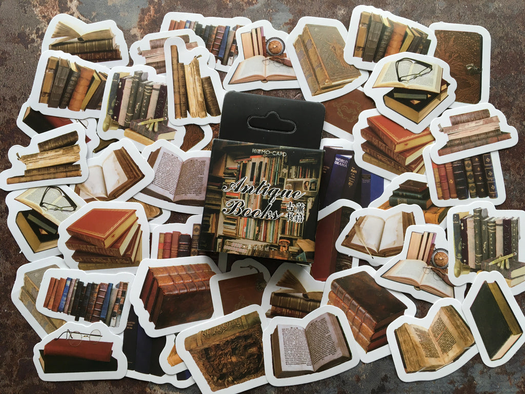 'Antique Books' sticker box
