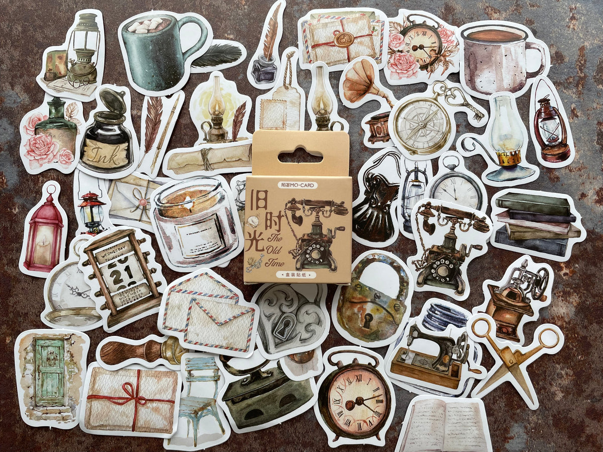 'Old Times' vintage themed sticker mix for journaling or scrapbooking ...