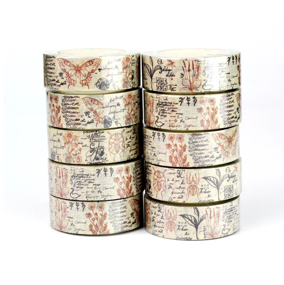 'Insects & Botanicals' retro style washi tape