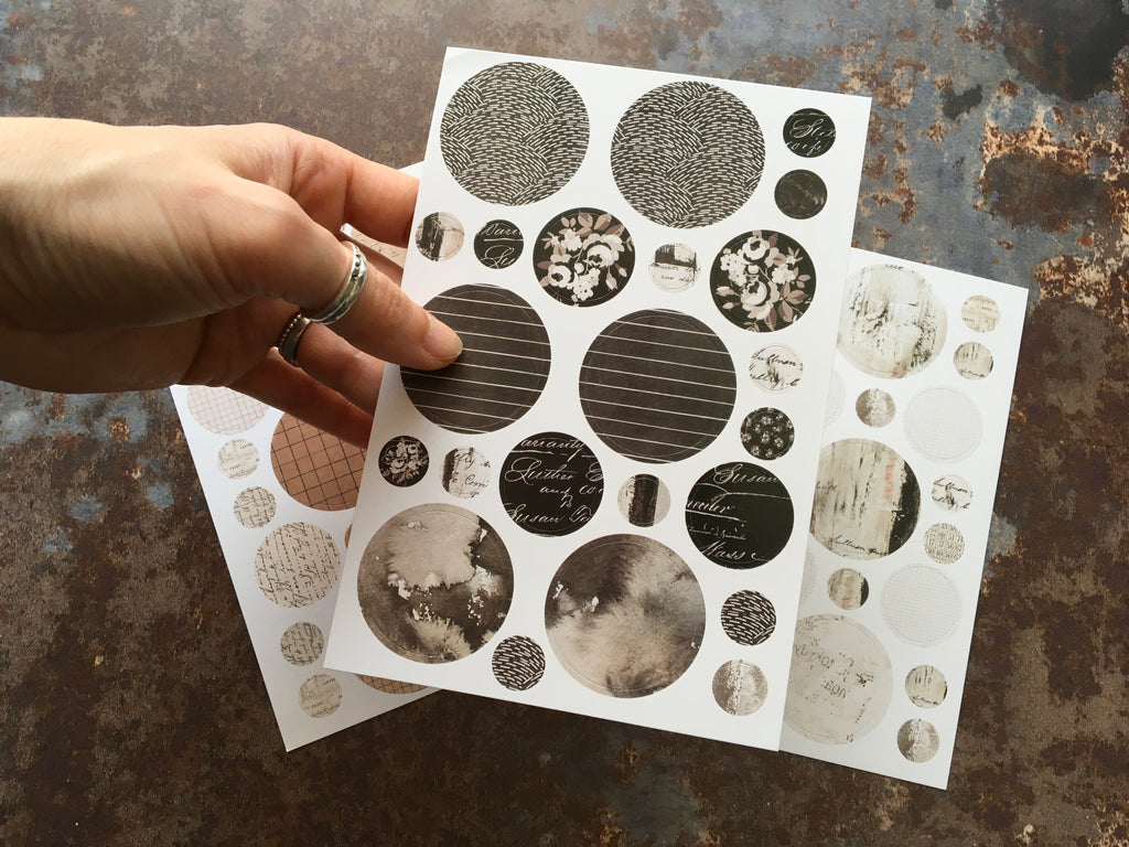 Patterned circles sticker sheets