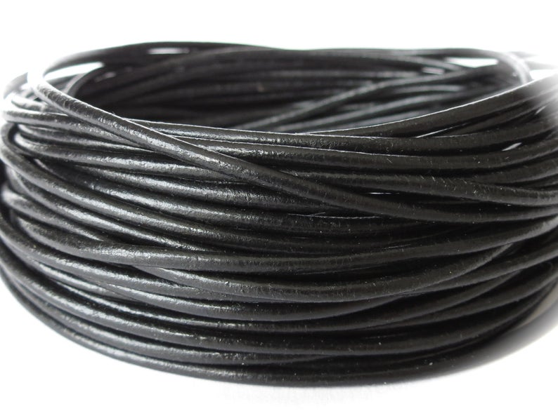 2mm black leather cord for jewellery making