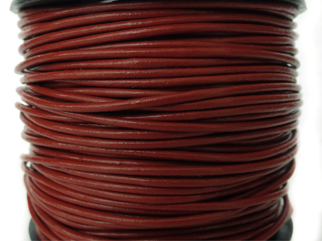 1.5mm leather cord in brick red for jewellery making