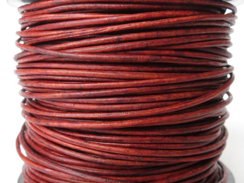 1.5mm distressed country red leather cord