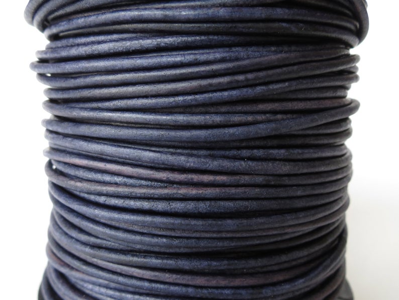 1.5mm distressed pacific blue leather cord