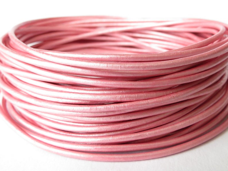Metallic pink leather cord