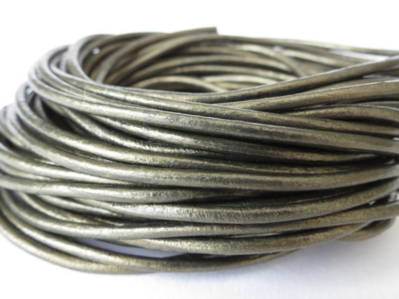 1.5mm metallic olive green leather cord