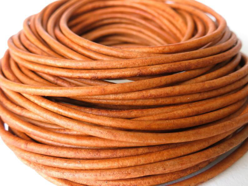 1.5mm Distressed Orange / Tobacco leather cord