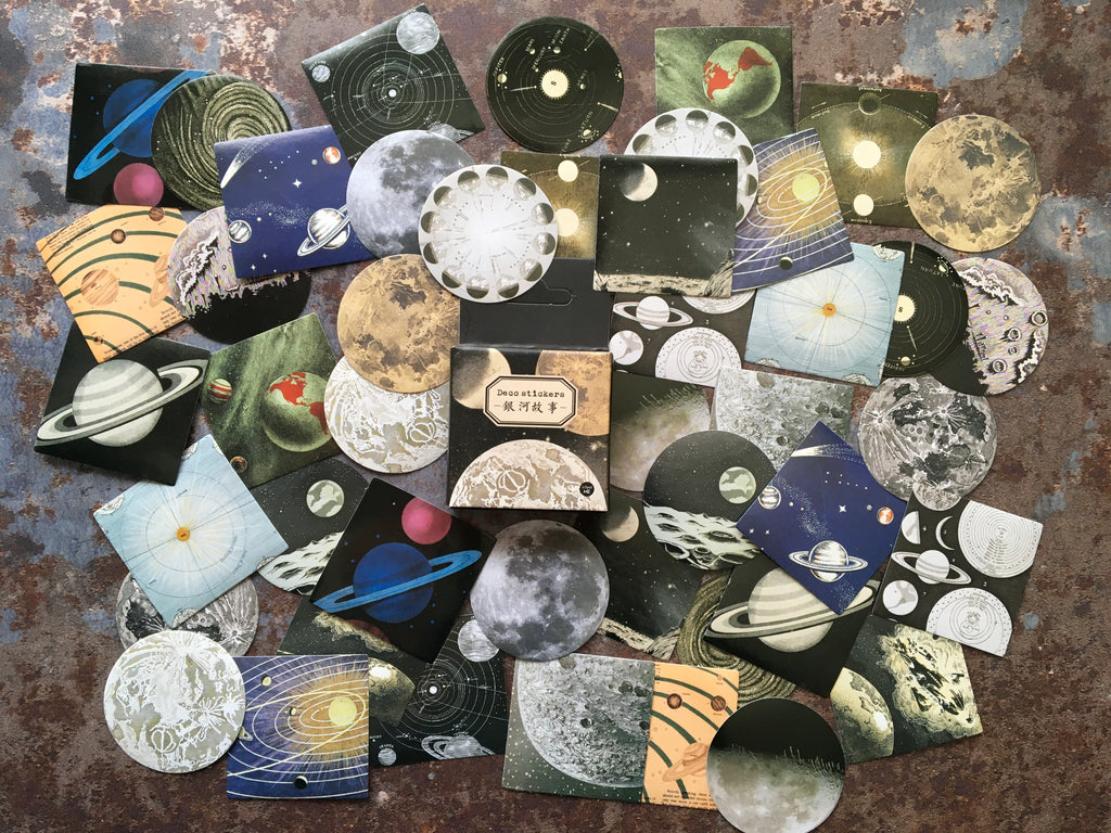 Moon & planet stickers for art journaling