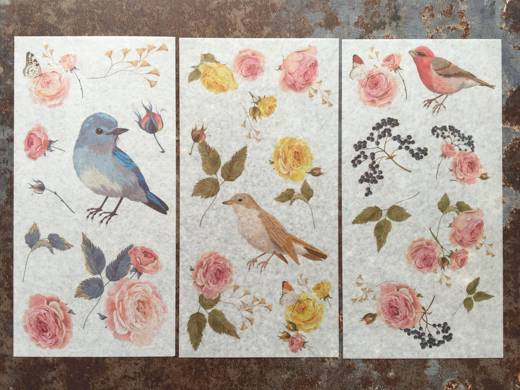 birds and roses stickers