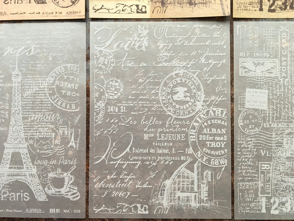 'Vintage Paris' background papers, regular & translucent vellum