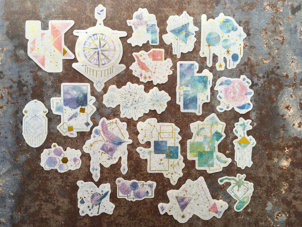 celestial stickers with gold foil detail