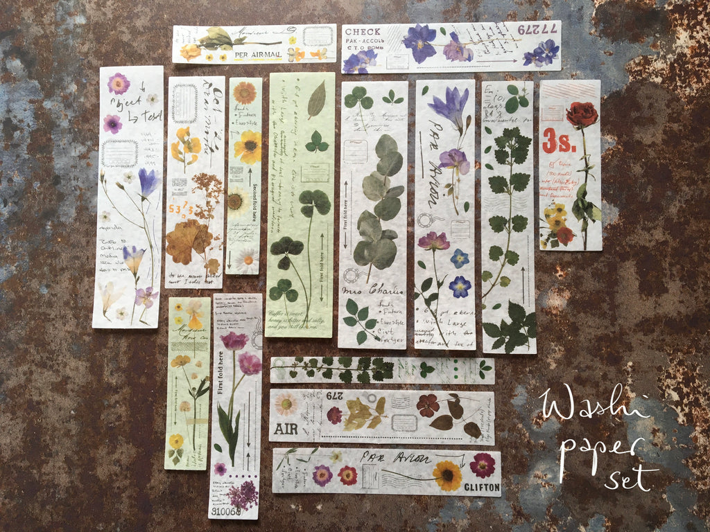 'Dried Flowers' collage style sticker strips