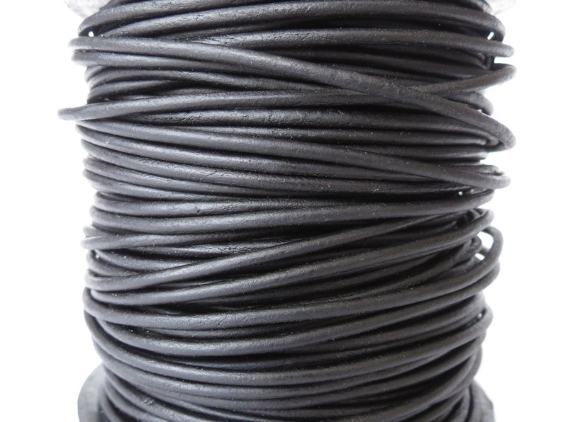 2mm distressed black leather cord
