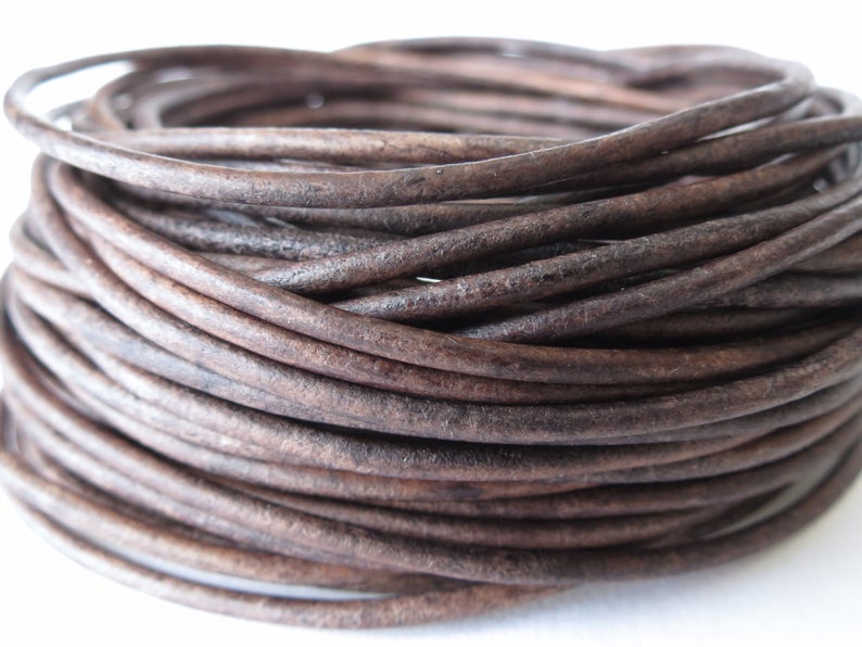2mm distressed grey leather cord