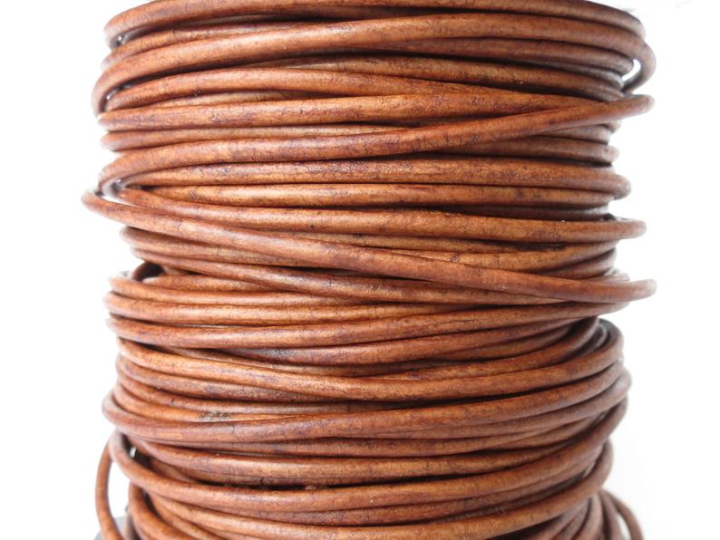 2mm distressed tobacco brown leather cord