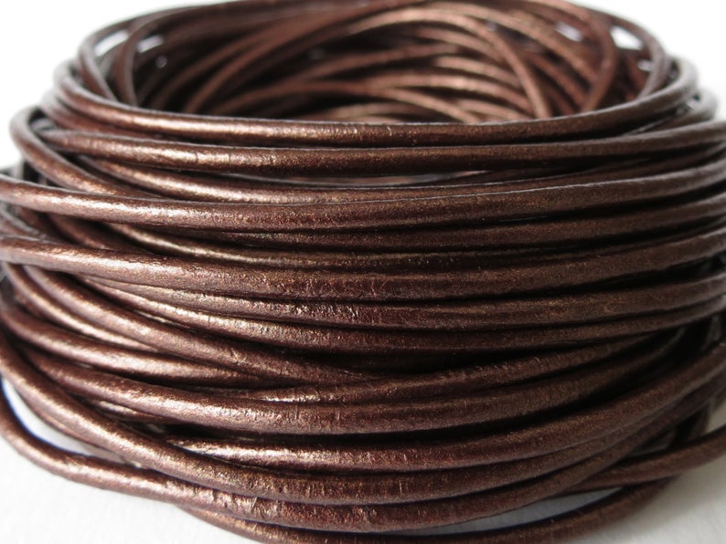 metallic brown leather cord