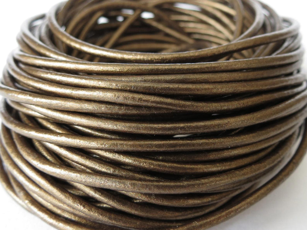 metallic bronze leather cord
