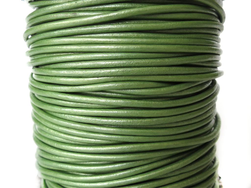 2mm metallic green leather cord