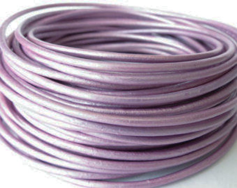 2mm metallic lilac leather cord