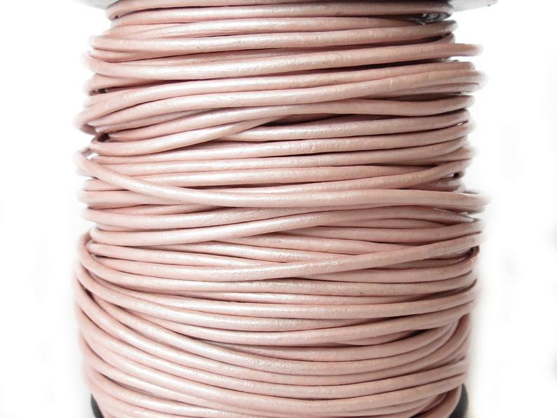 2mm metallic pink leather cord