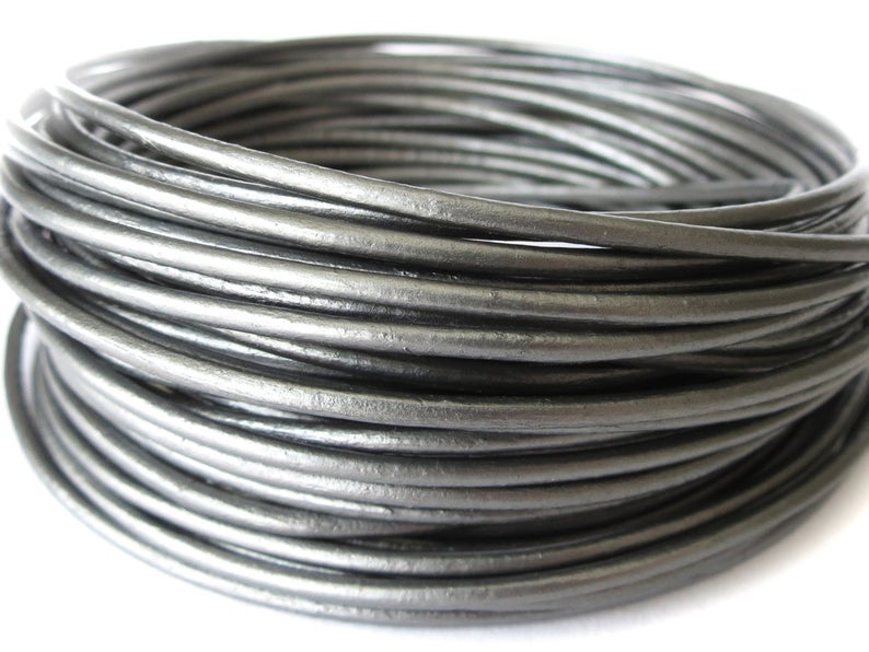 2mm Metallic Silver leather cord