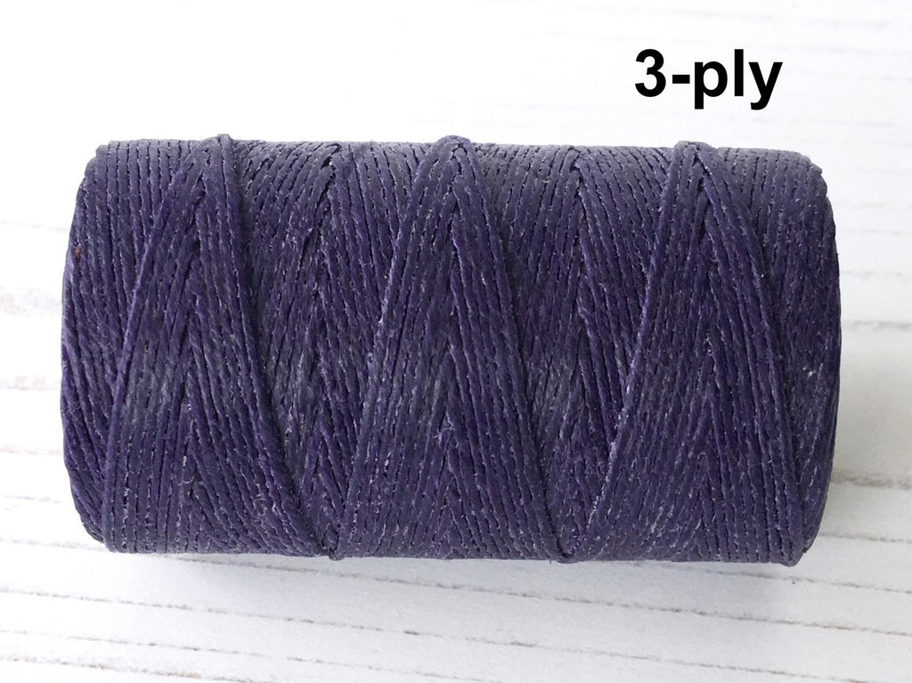 3-ply Irish waxed linen cord in plum