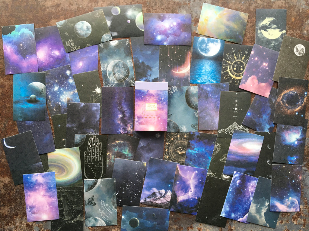 galaxy and stars themed stickers for journaling