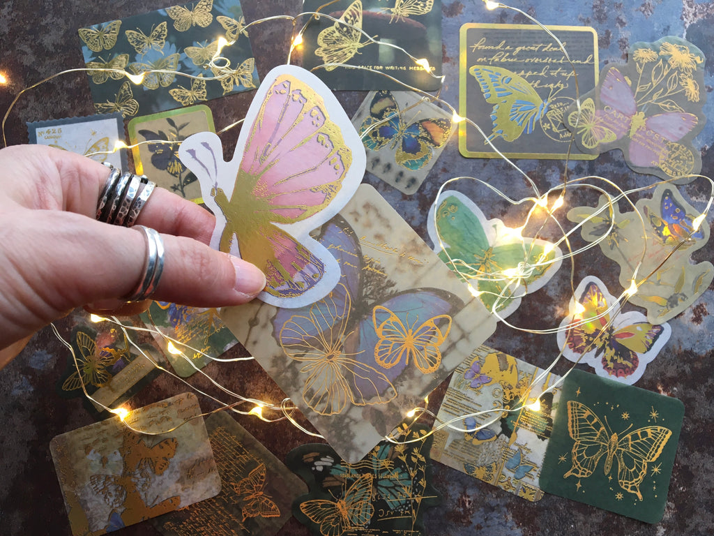 gold foil butterfly stickers