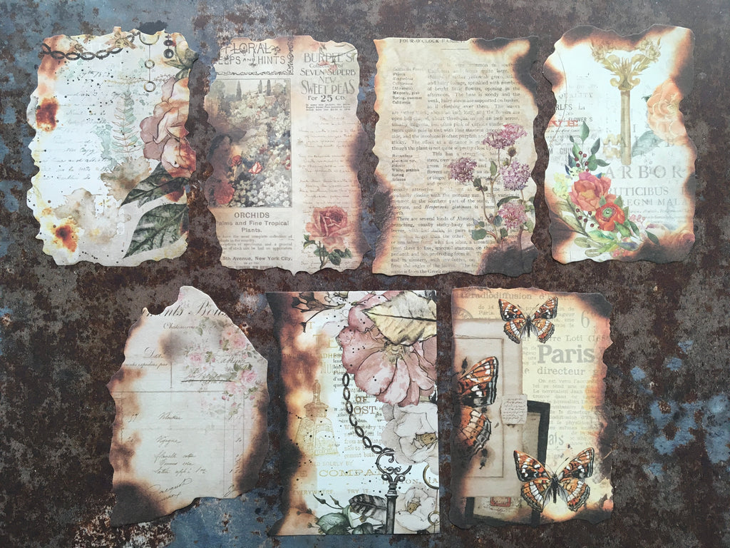 burnt paper style ephemera for scrapbooking