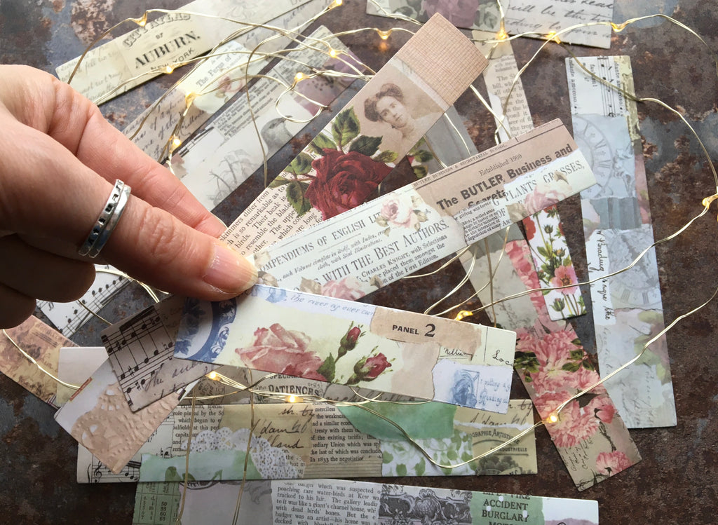 Vintage style collage stickers for journaling