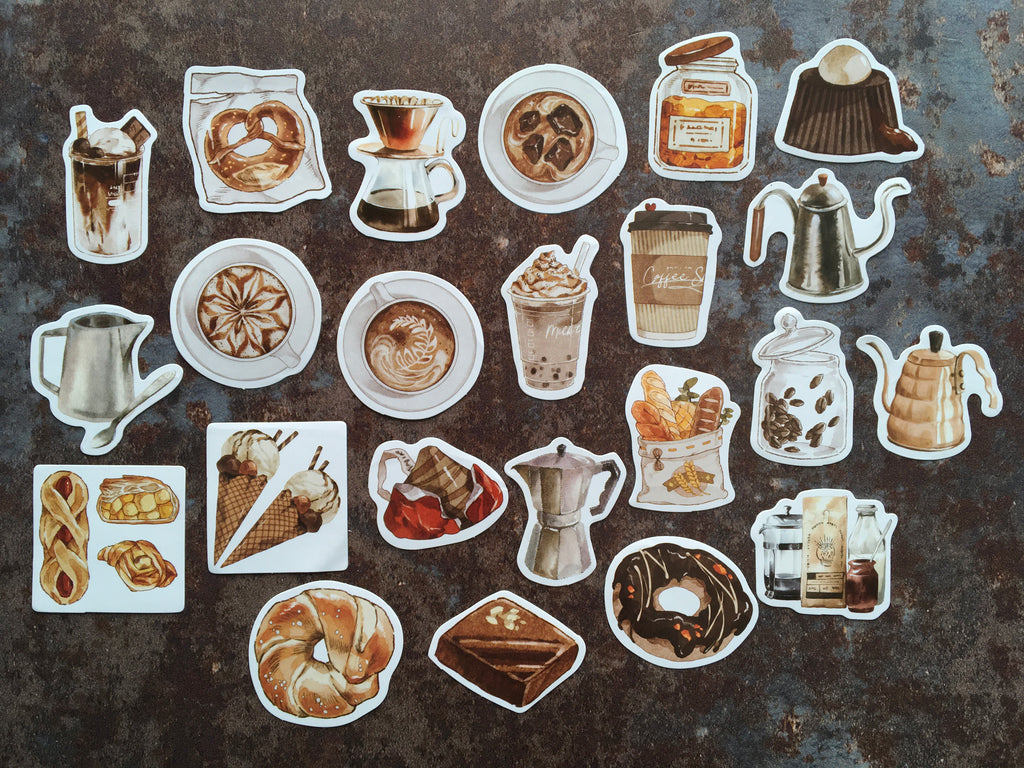 'Afternoon Coffee' themed sticker box