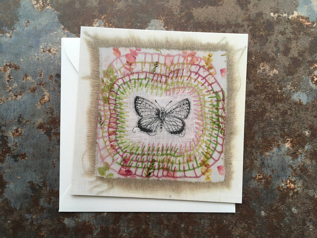 'Butterfly' Embroidery Art Postcard / Print