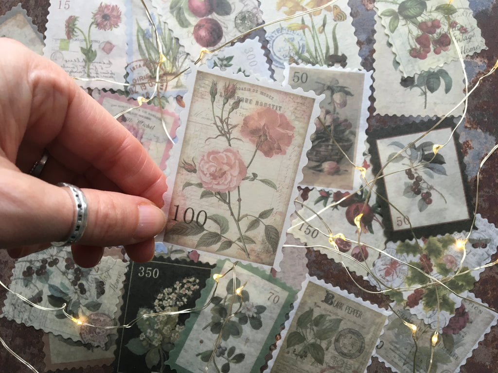 Vintage style floral stickers