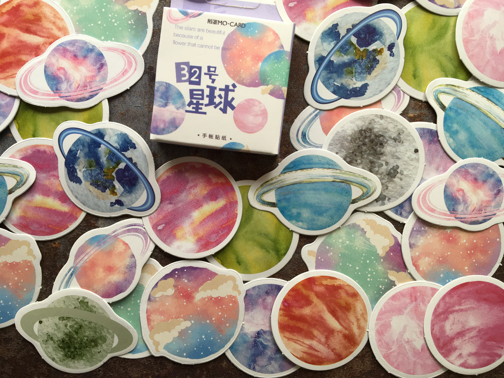 'Colourful Planets' sticker box