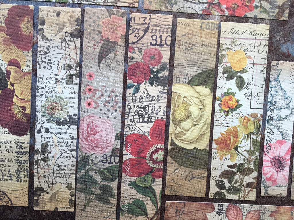 'Vintage cottage florals' collage style sticker strips